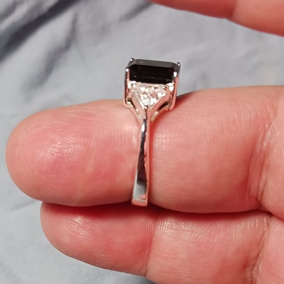 Vintage 90s Sterling Silver Smoky Quartz CZ Cocktail Ring Size 7.5 - Picture 5 of 16